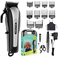 Cortapelos para perro- maquinilla recargable para perros y gatos de bajo ruido con peine- tijeras- delantal de diseño…